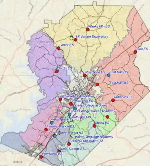 Hall County School District School Zone Map Hall County School District Map of school zones
