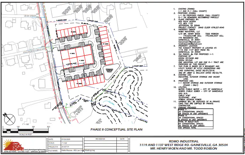District 4: 1119 & 1137 West Ridge Road 2 District 4: 1119 1137 W Ridge Rd Site Plan; (A) Rezone | from Residential 1 (R-1) & Light Industrial (I-1) to Light Industrial (I-1) (B) Variance | to section 8.2.3 (Buffer)