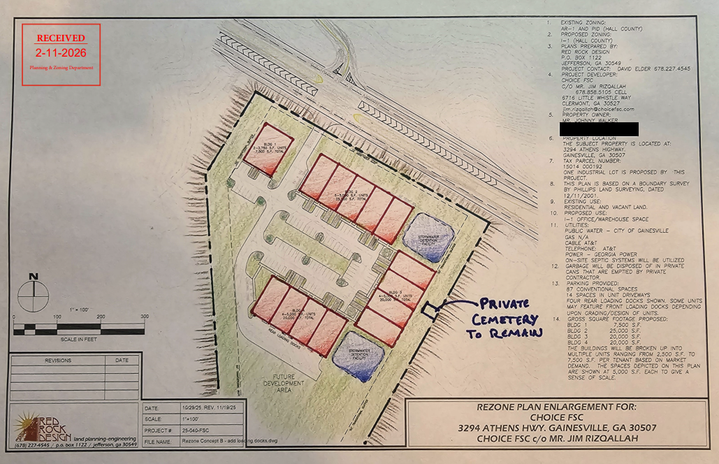 3294 and 3290 Athens Hwy Site Plan, District 3, Gregg Poole, Rezone Light Industrial