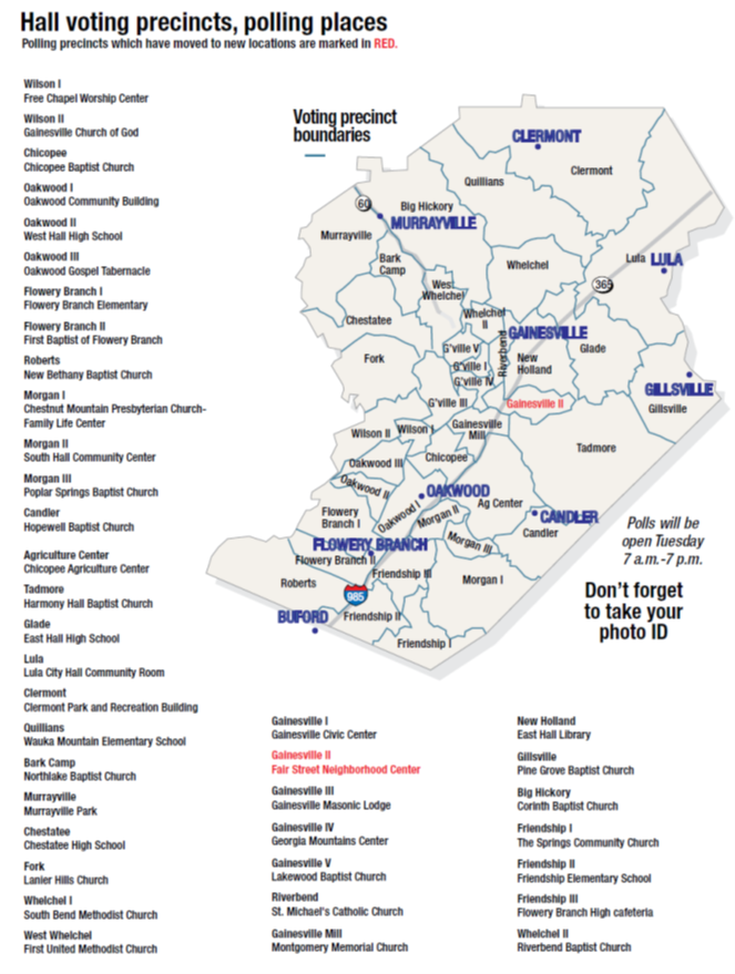 How to Qualify for Local Office in Hall County, Georgia & 2026 Election Guide 2 Voter Map of Polling Locations in Hall County, Georgia