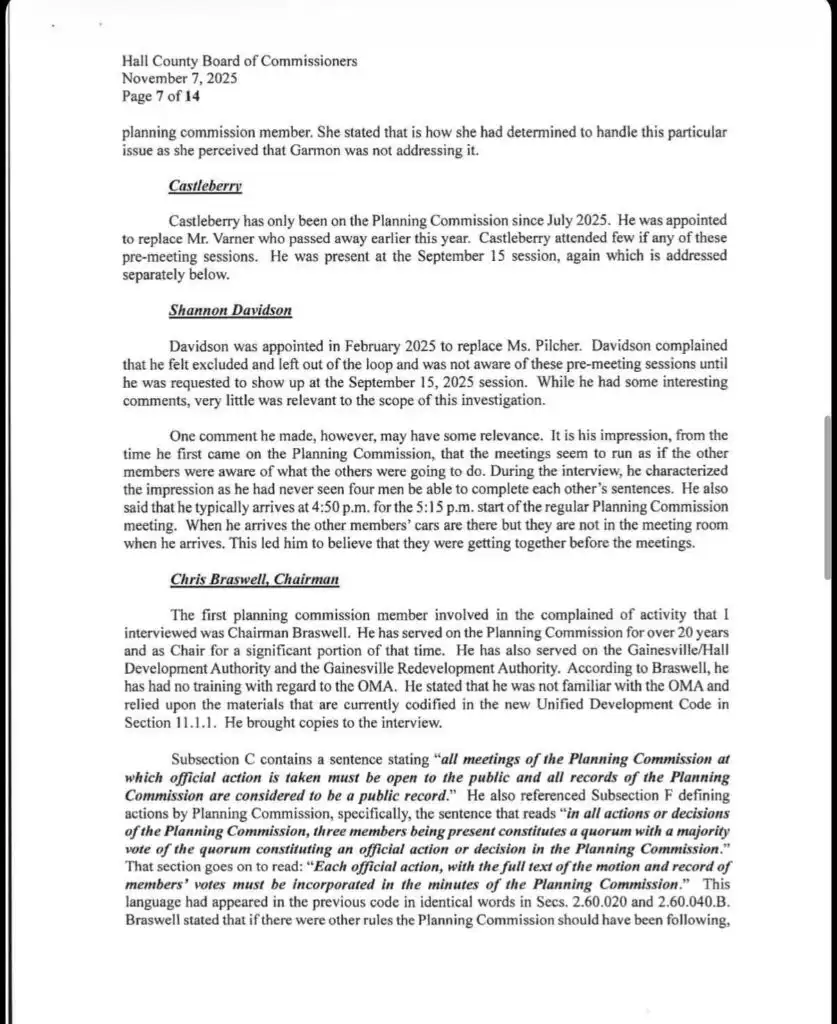 Planning Commission Investigation where Shannon Davidson didn't help investigation one bit
