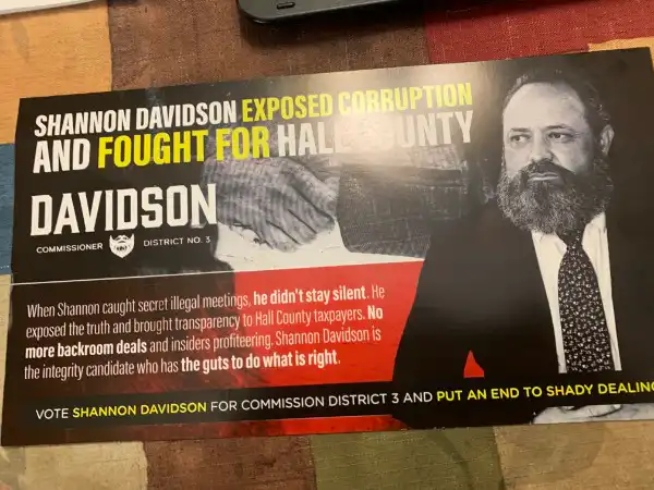 Shannon Davidson Flyer saying he busted the Planning Commission
