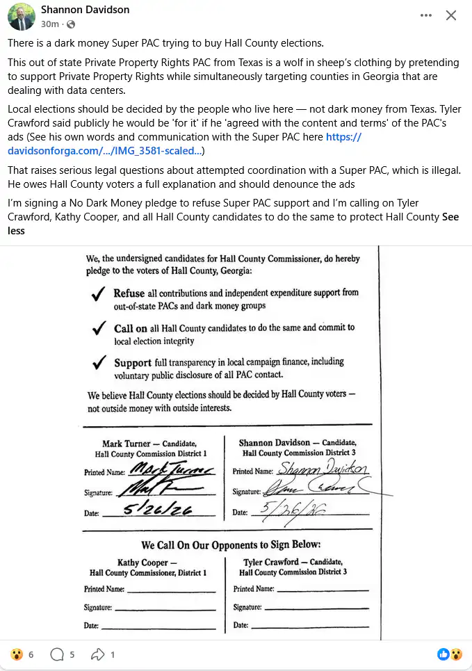 Shannon Davidson Pledge Not to accept SuperPAC Money