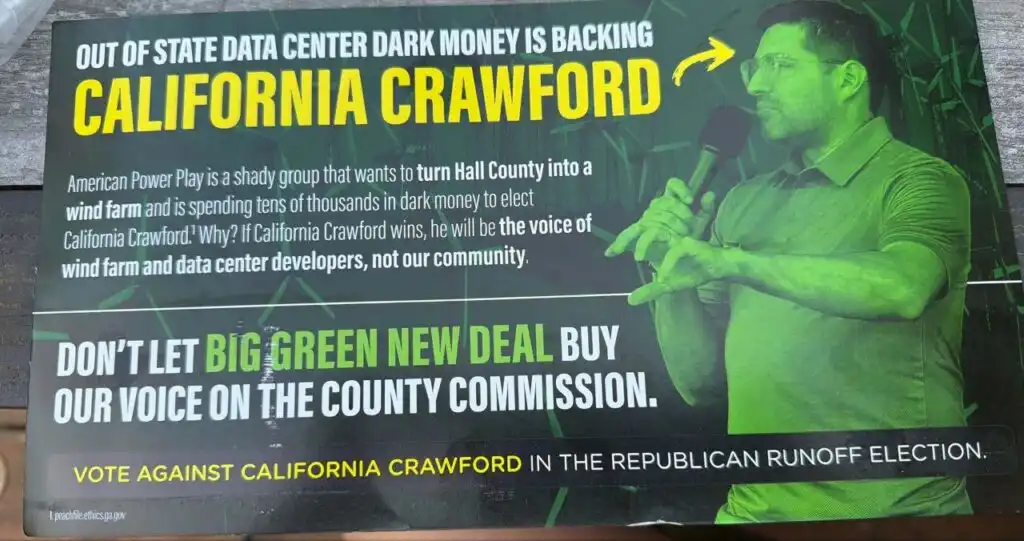 Flyer trashing Tyler Crawford saying he was from California