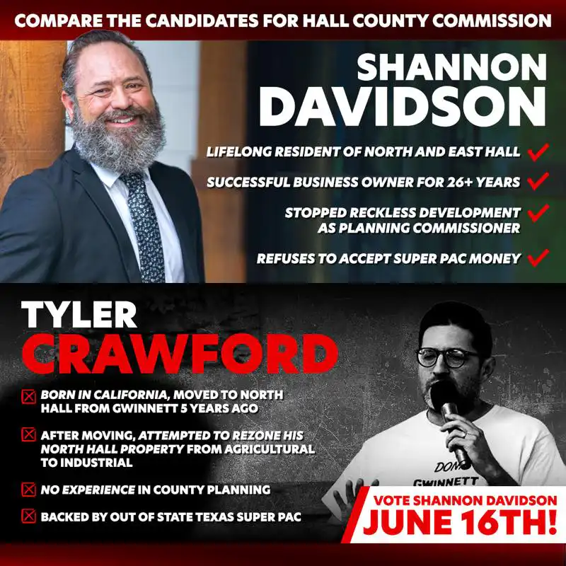 Shannon Davidson Flyer trashing Tyler Crawford on SuperPACs and being from out of State